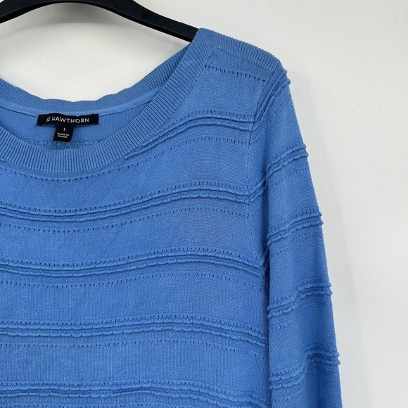 41 Hawthorn Stitch Fix Blue Hauthie Pointell Pullover Sweater Size Large L - Picture 2 of 5